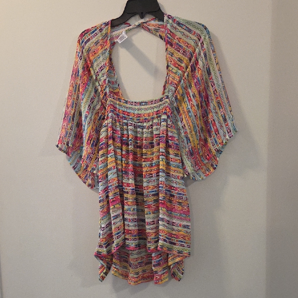 Jessica Simpson Colorful Striped Kimono Top Womens Size Small